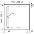 HSK ACRYL-DUSCHWANNE Quadrat 100x100cm, super-flach