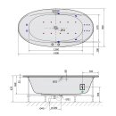 STADIUM HYDRO-AIR Whirlpool Badewanne, 190x95x46cm, weiss