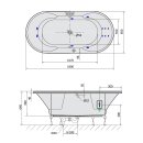 IO HYDRO Whirlpool Badewanne, 180x85x49cm, weiss