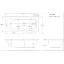Raumspar Badewanne Skali mit Duschzone 167,5x85/75cm rechts weiss Komplett-Set